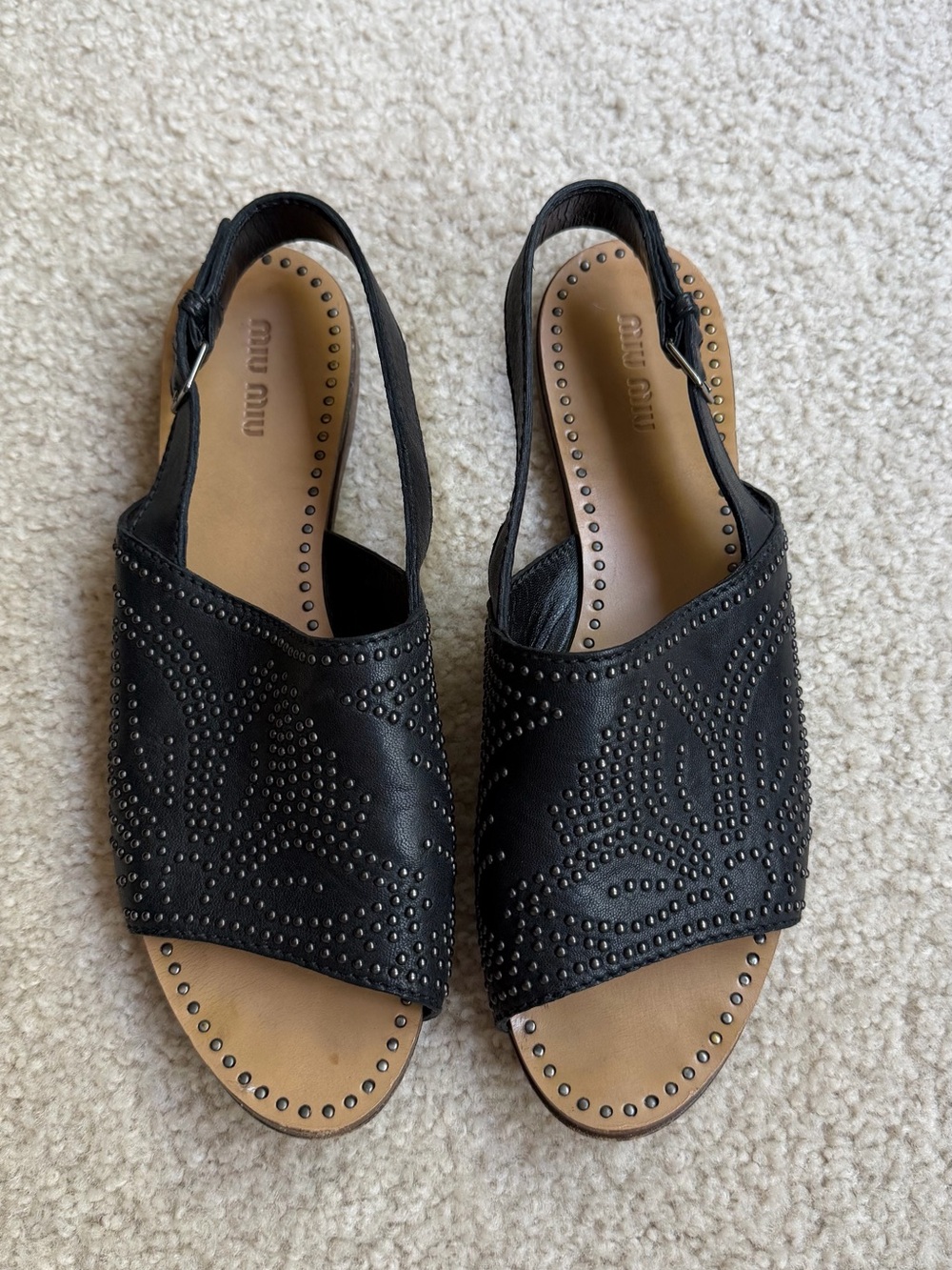 Miu Miu Black Studded Sandal - Picture 2 of 6